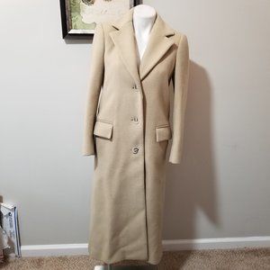 Sz 8 (probably fits 6) 80s(?) Vintage Calvin Klein Tan Wool Maxi Coat